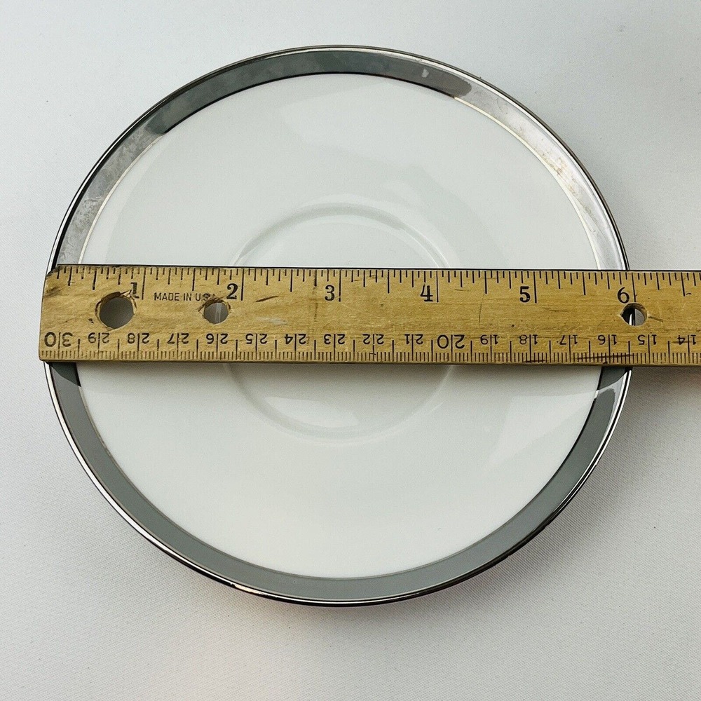 Vintage Thomas Flat Cup & Saucer Set 3" Gray‎ Platinum Band & Trim THO194 - Picture 9 of 9